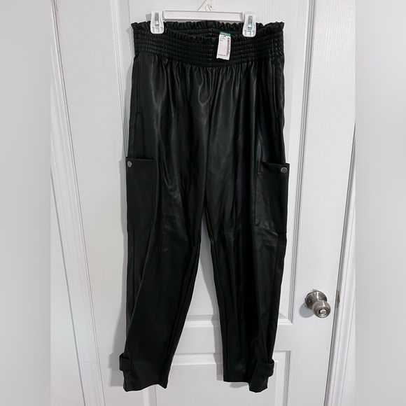 NWT high waisted vegan leather joggers - Picture 2 of 3
